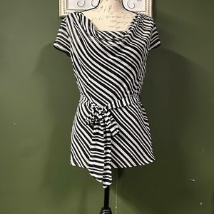 Black and white striped blouse